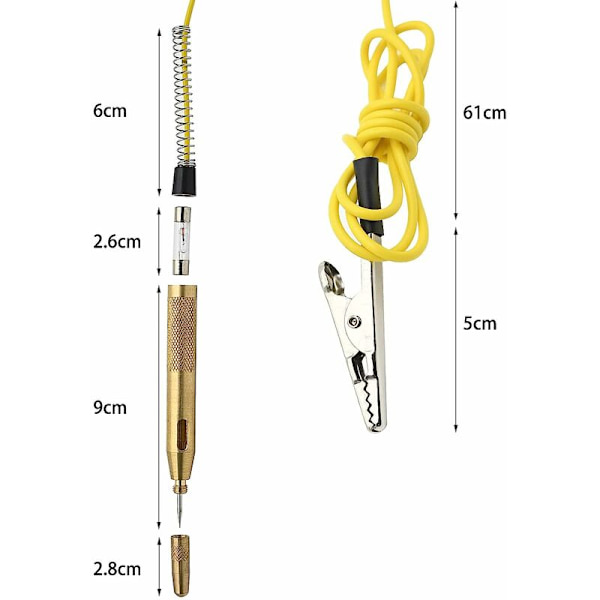 Bilspændingstester Pen Too, 6v-12v Spændingstestlampe Bil T