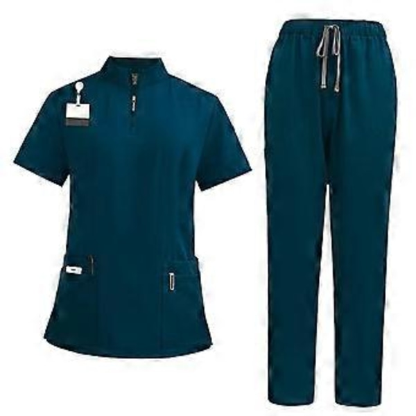 Skrubbsett Myk Topp og Joggebukser for Dyrepleier Skjønnhetssalong SPA Kosmetikk (Blågrønn L) Blue Green L