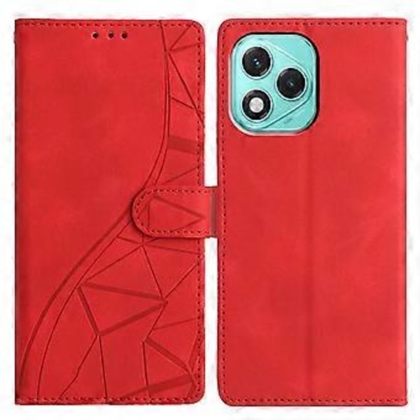 For Honor 400 Lite Etui Wallet Stand Præget Trekantmønster Læder Telefon Flip Cover Red