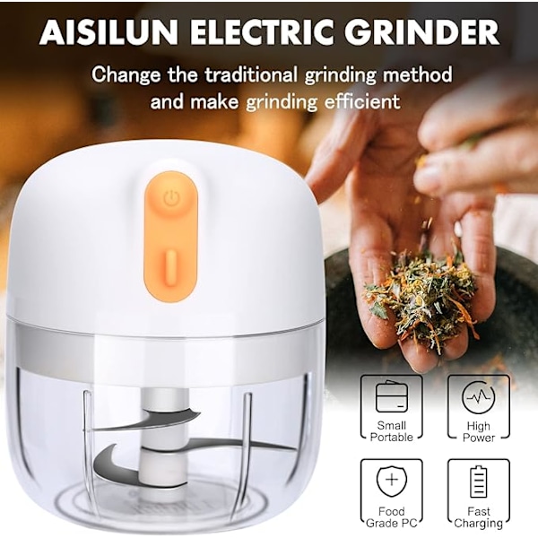 Elektrisk Bärbar Kryddkvarn 60W USB Laddningsbar, Stor