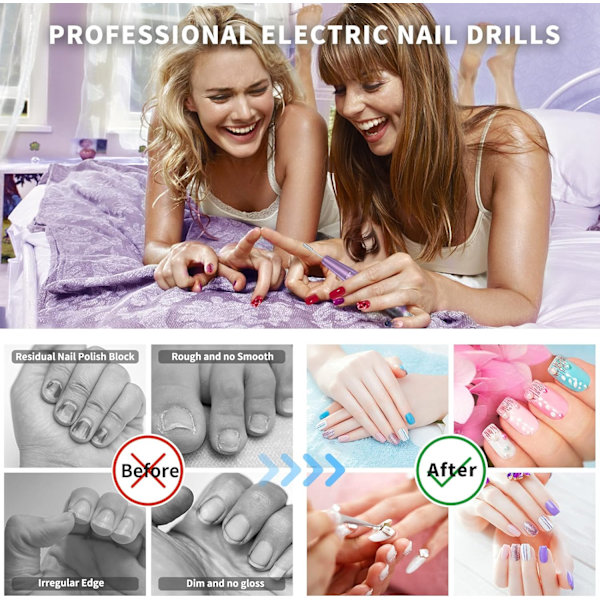 Vit, professionell elektrisk nagelslip, elektrisk nagelfil, portabel