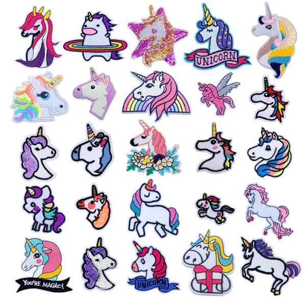 Broderie kangas tarra, 25 kpl Cartoon Yksisarvinen koristelu aut