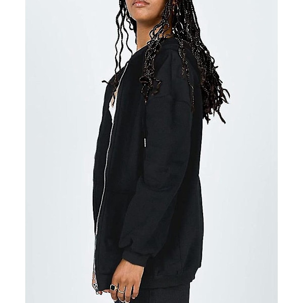Dame Zip Up Hoodies Sweatshirts Tøj Teen Girl Efterår Casual Jakker Med.M.sort