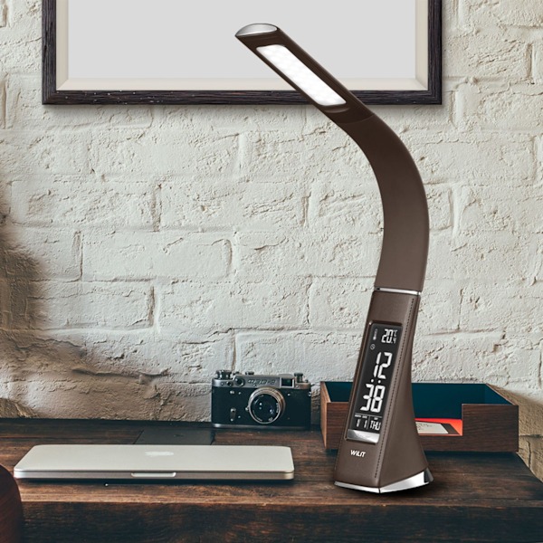 Brown-U2 5W LED skrivebordslampe, dæmpbar skærm, skrivebordslampe med alarm
