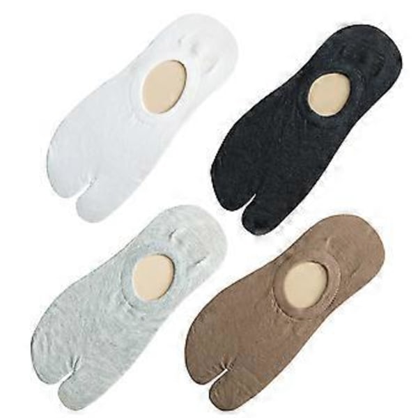 4 Par No Show Sokker Anti-slip Unisex Sportsokker To-finger Lav Snit Ankelsok
