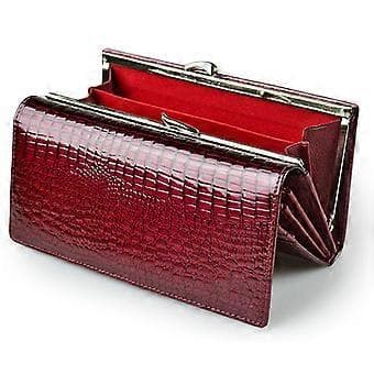 Mode Läder Damplånböcker Lång Damplånbok Koppling Pengarpåse Plånböcker  Vinröd Burgundy