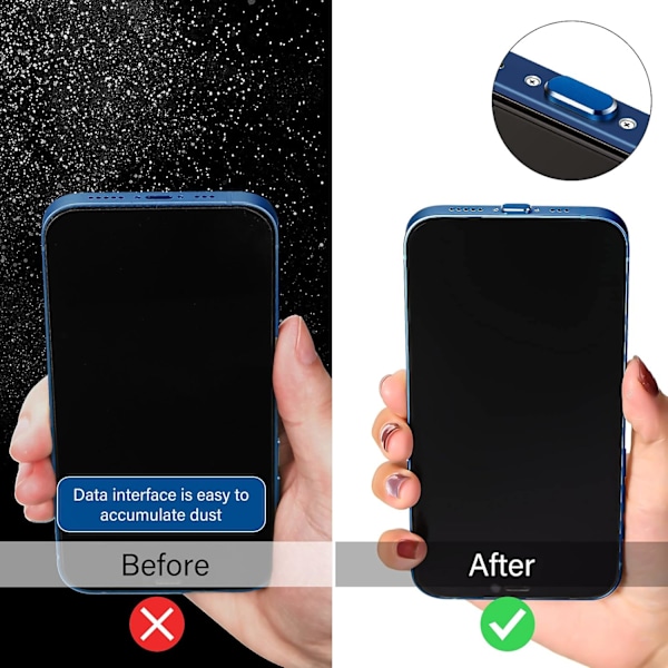 4 stk. støvplugger kompatible med iPhone 11, iPhone 12 beskytter Ch