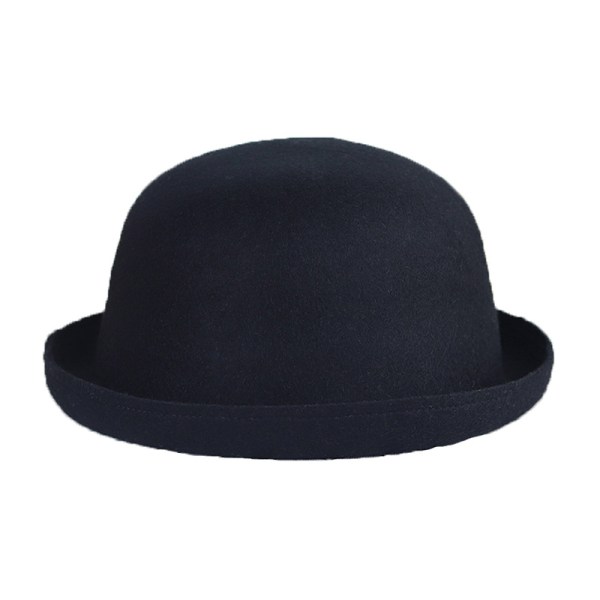 Dam M?dchen Roll-up Krempe Wolle Dome Hat Bowler (svart)