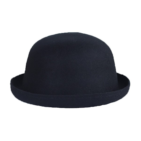 Damen M?dchen Roll-up Krempe Wolle Dome Hat Bowler (sort)