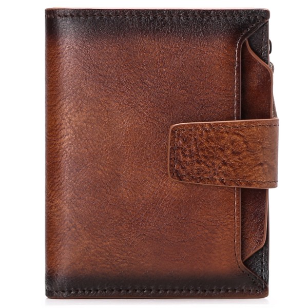Brun färg äkta läder plånbok för män, myntväska med RFID B
