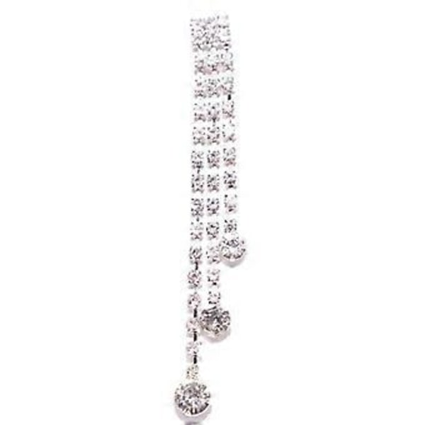 Strass Kristall Set Halsband Örhängen Hänge Silver Lång Tofs