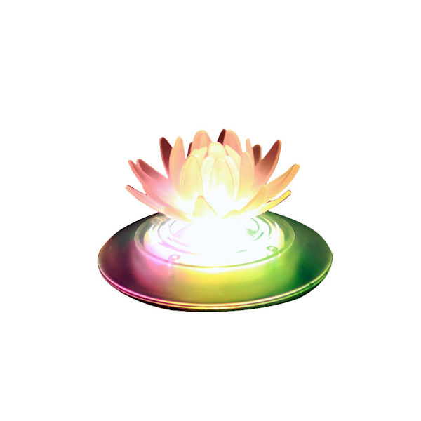 Flytende Solcelle Lotus Lys, Fargeskiftende Lilje Blomst Lys, Fl