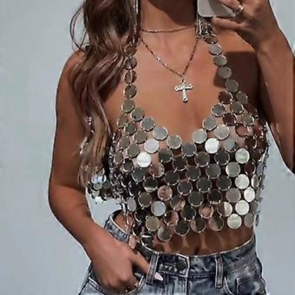 Sommer Sexy Glitter Paljetter Kroppssmykker Mote Bikini Kjede Paljetter Undertøy BH Design Strender Kroppskjeder Smykker farge color