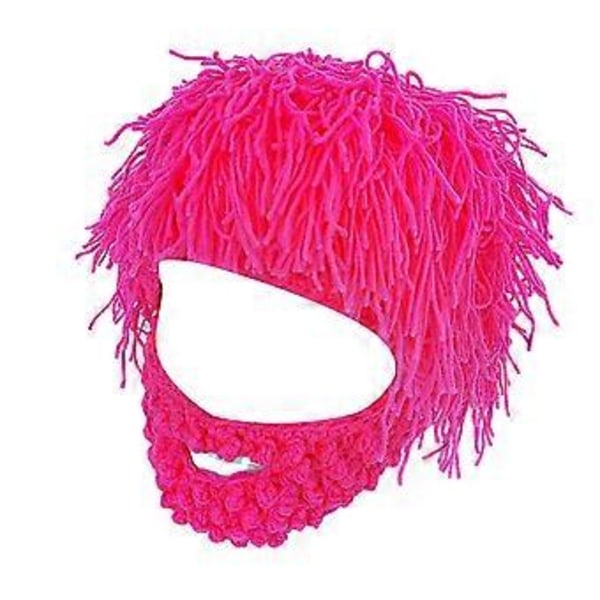 Stickad Mössa Stickad Beanieluva Casual Maskeradrekvisita Män Kvinnor Varm Huvudbonad Vinter Luddig Vintermössa för Semester Snowboardåkning (Mörkrosa L)