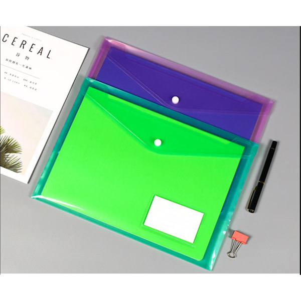 20-pack A4 Plastmapp (Grön) - Dokumentfickor - Tryckknapp