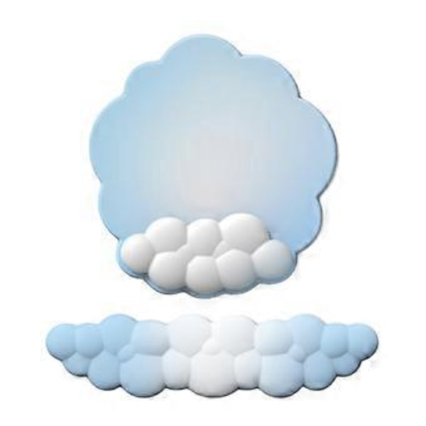 Molnformad Handledsstöd Musmatta Halkfri Bas Färgglad PU Mjukt Memory Foam Smärtlindringsmatta för Gaming Musmatta ljus vit blå light white blue