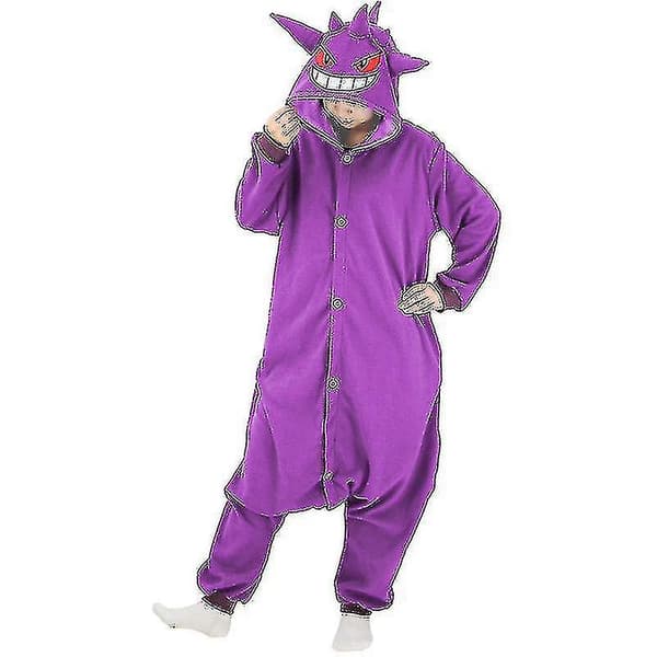 Gengar Kostume Helkrops Pyjamas Halloween Jul Onepiece til Mænd Kvinder.S. S