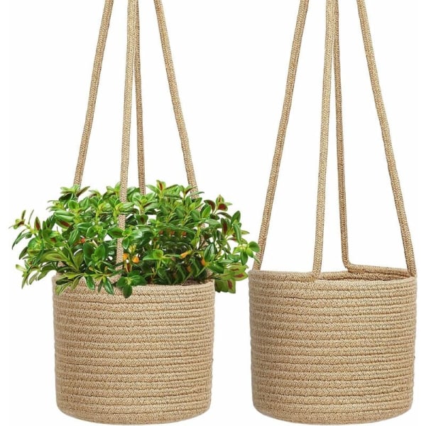 1 st hängande planter i jute rep hängande korg vävd växt hängare