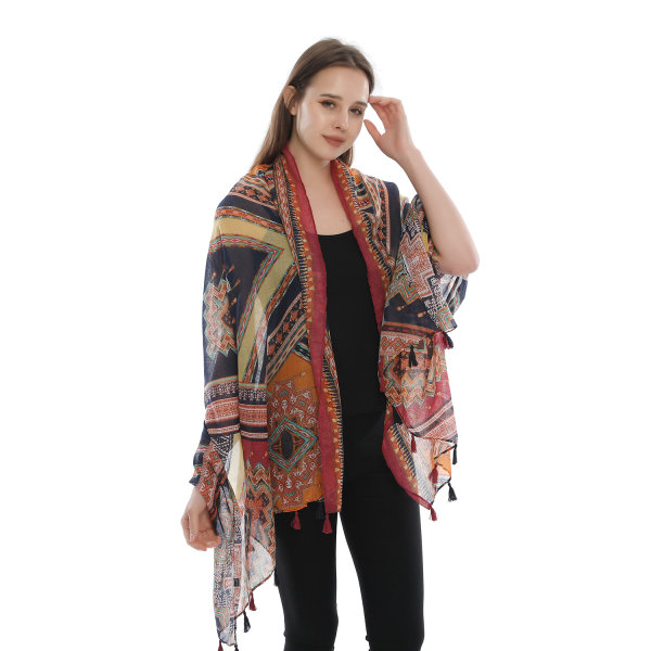 Rhombus Bohemian Damkoftor Långa Stora Sjal Elegant Lätt Vikt