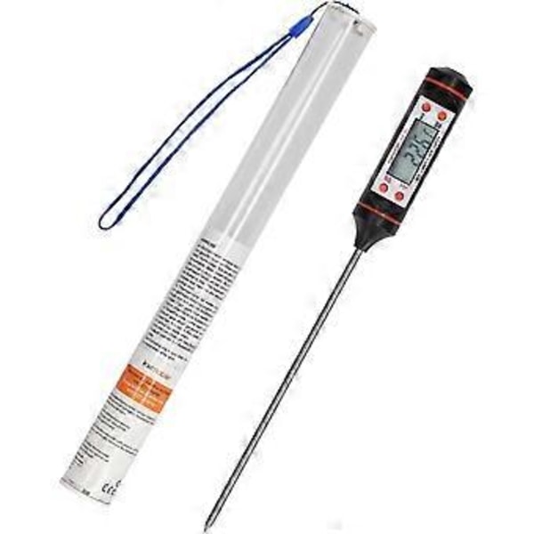 Kødtermometer - Køkkenprobe til præcis tilberedning af flydende dej, kød - Termo-probe med temperatur på LCD-display