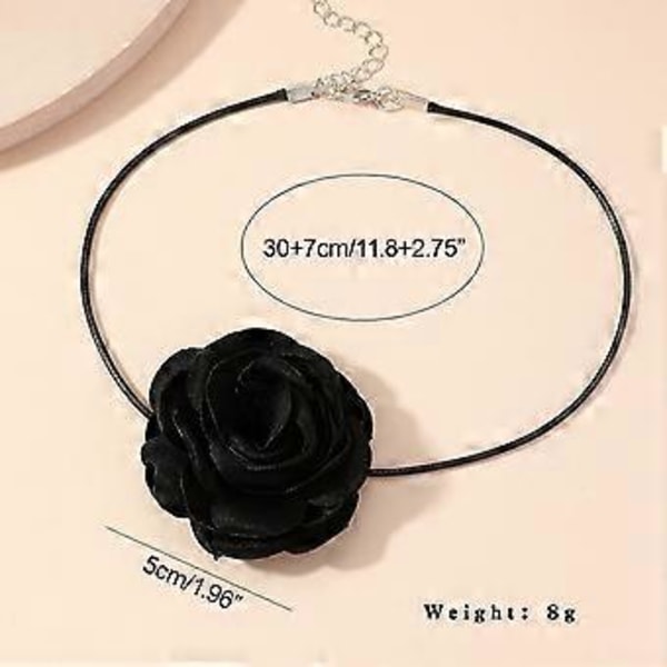 Tyylikäs poltetun reunan kukka choker kaulakoru naisille romanttinen kukka choker solisluu juhla banketti kaulakoru koru lahja musta Black