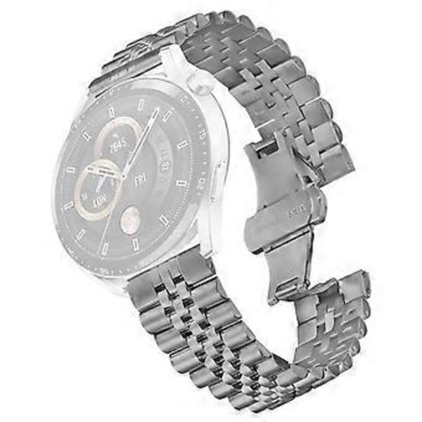 Til Samsung Galaxy Watch 46mm Armbånd 5-Perle Rustfrit Stål Sommerfuglelås Urrem Titanium