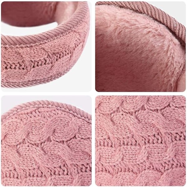 Unisex varme strikkede øreklokker Dame Cashmere Winter Pure Color-rosa