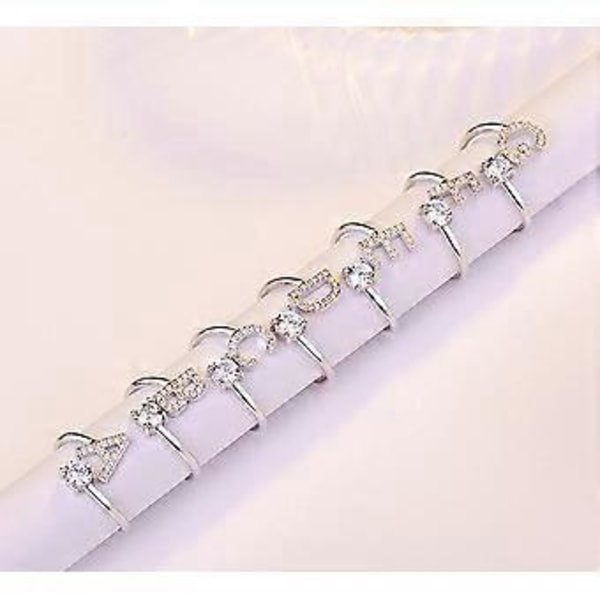 Justerbar ring med initial för kvinnor och flickor med inlagd kristall X