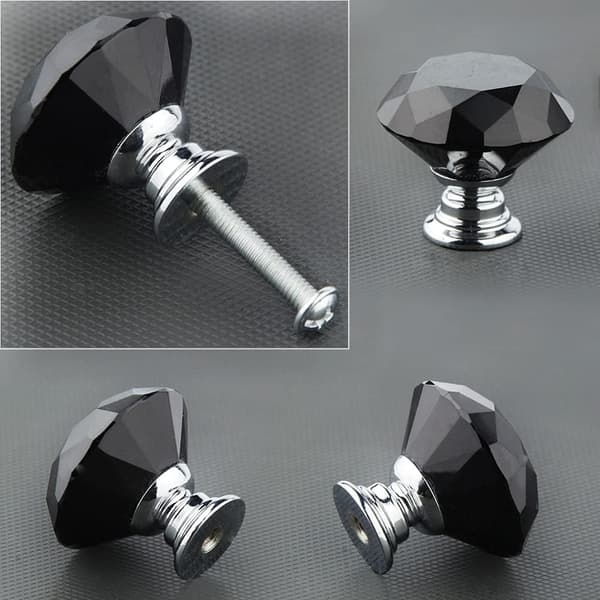 10 st Kristallglas Skåpsknoppar 30mm Diamantformad Låda Kit