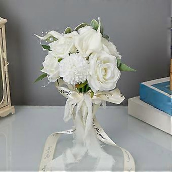 Brudens Avanserte Følelse av Å Holde Blomster Bryllup Holde Buketter Simulering av Friske Hvite Falske Blomster Flye254349