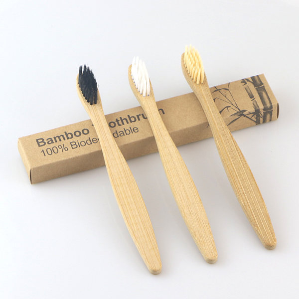 3-pack bambu-tandborste, bekväm mjuk tandborste, naturlig