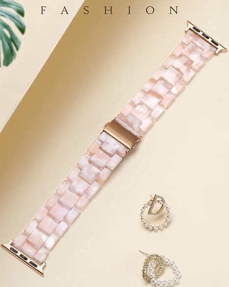 Resinrem (transparent rosa), egnet for Apple Watch-rem 4