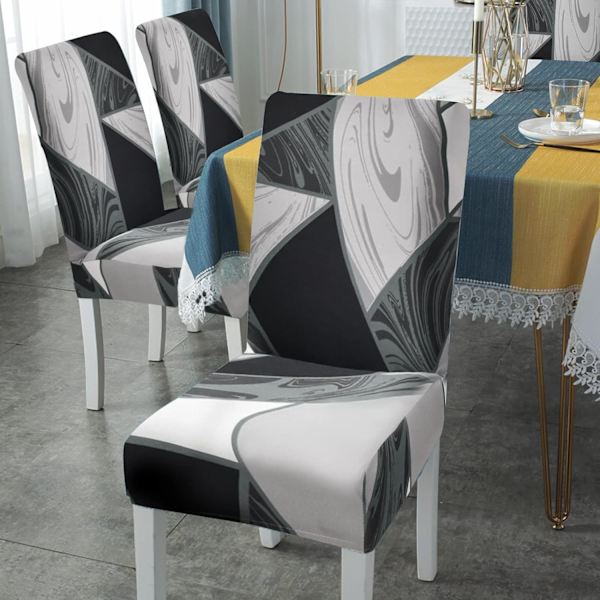 Venytä tuolinpäällinen，(Mustavalkoinen geometrinen kuvio)，2 kpl