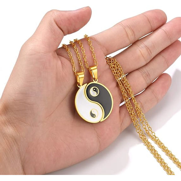 Ruostumattomasta teräksestä valmistettu Yin Yang -kaulakoru miehille, naisille ja teineille, taolaisen symbolin