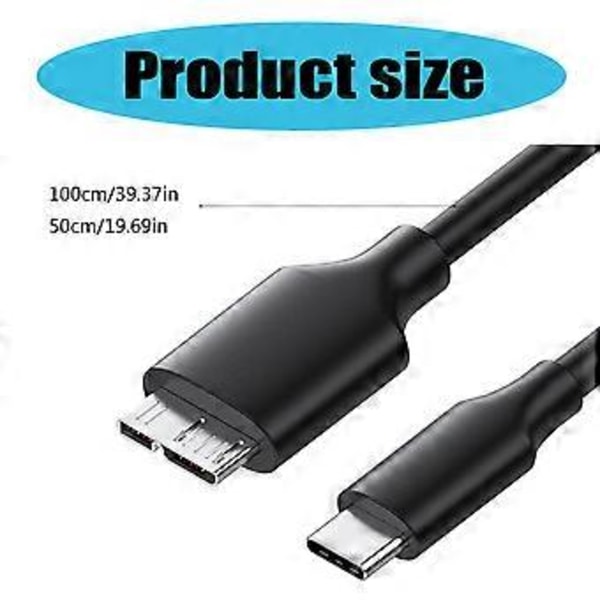 USB C till B 3.0 Kabel Snabb Datasynkroniseringssladd För Bärbara Datorer Hårddisk USB Typ C B Kabel 1m