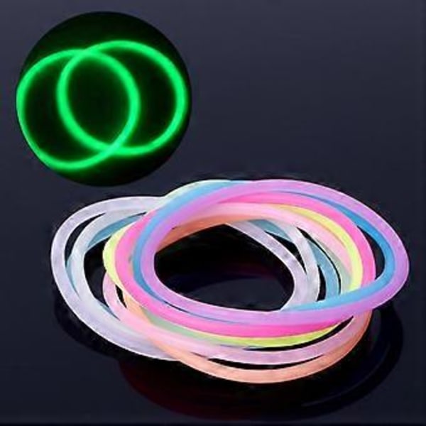 Mote 10x/sett Lysende Armbånd Natt Neon Fluorescerende Hårstrikker Silikon DIY Gummi Armbånd Gummy Gave for Unisex