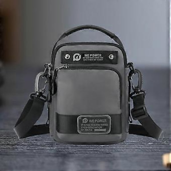 Axelväska för män Justerbar rem Lätt satchel Nylon Trendig midjeväska Crossbody-väska för shopping utomhussporter (Grå) Gray