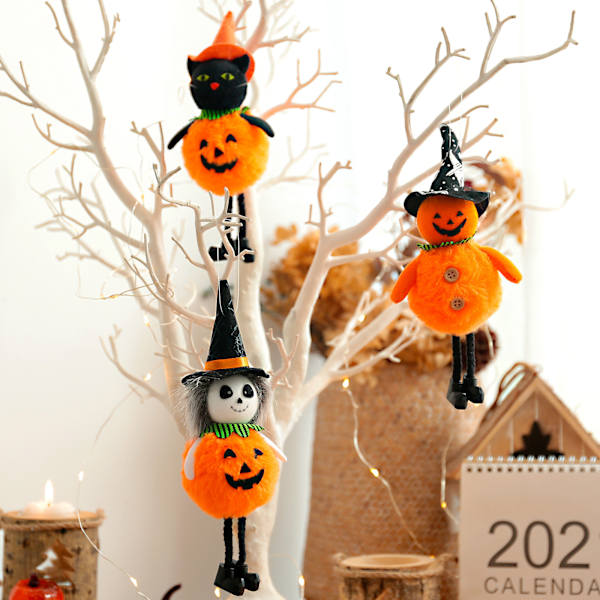 Halloween-koristeet, aave, baari, kurpitsa, noita, riipukset, kummitustalo
