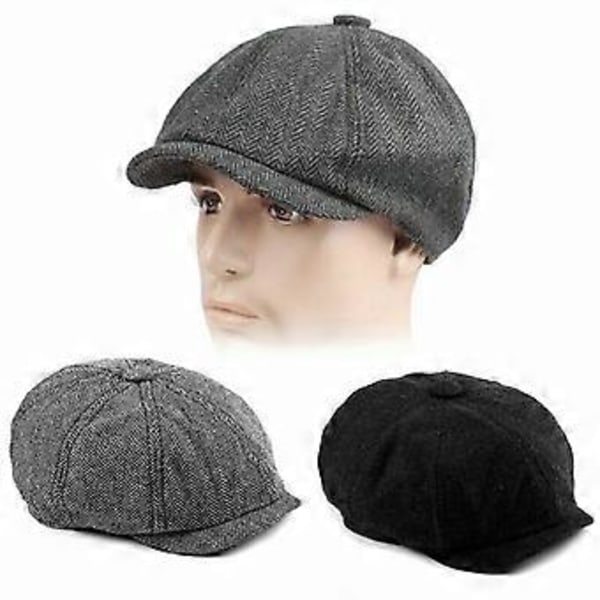 Herr Vintage Åttkantig Keps Newsboy Gatsby Keps Basker Platt Keps White