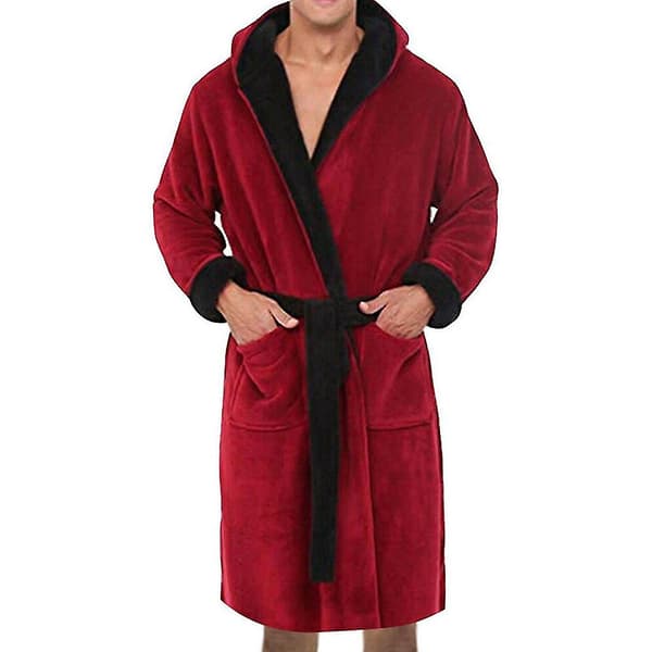 Herre Hette Fleece Morgenkåpe