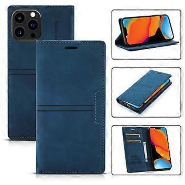 Fodral för iPhone 11 Pro med korthållare, blått PU-läder, plånboksfodral för Apple iPhone 5,8 tum B