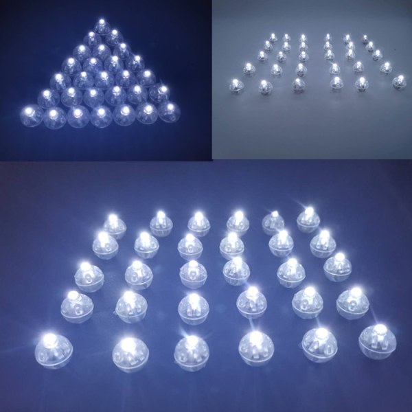 100 st/parti 100 X Vita Runda Led Flash Boll Lampa Ballong Ljus l