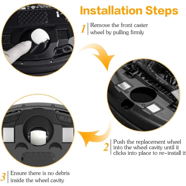 Pakke med 2 erstatningshjul (hvite) for iRobot Roomba 6