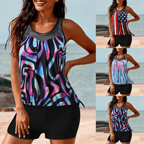 Naisten Racer Tank Top Split Uimapuku Kaksiosainen Uimapuku L