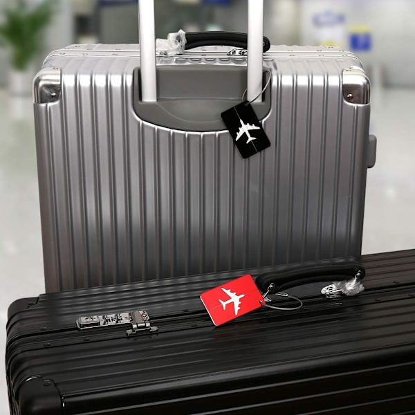 6 stk. Sort Bagagemærke Fly Kuffertmærke Aluminiumlegering L