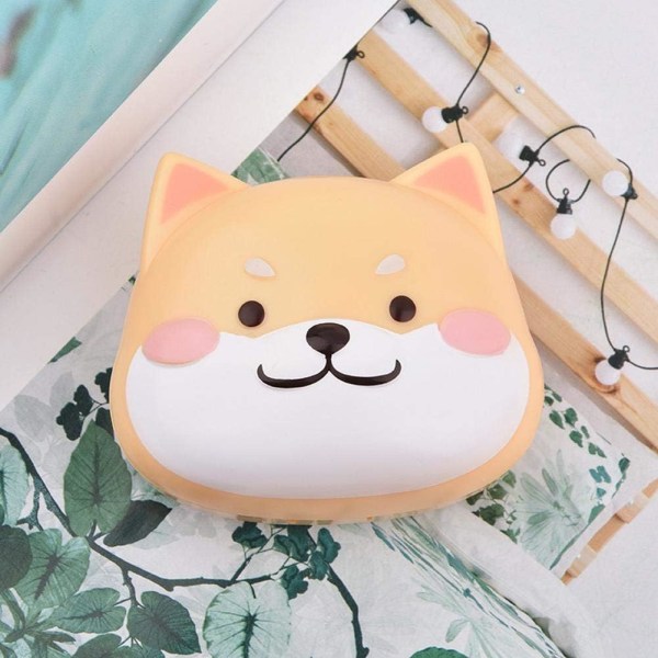 1pc Cute Cartoon Contact Box Holder, Shiba Inu Contact Storage Bo