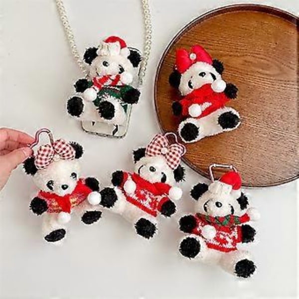 Yndig Panda Nøglering Blød Panda Vedhæng Nøglering Vedhæng Plys Panda Dukker Plys Materiale Fantastisk til Rygsække Tasker pink sweater sløjfe pink sweater bow