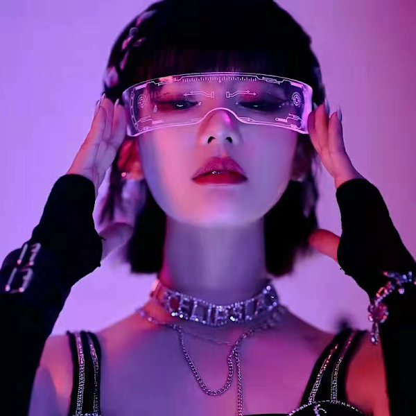 1 Led-lasit - Cyberpunk-valolasit - Juhla Cosplay Fe:tä varten