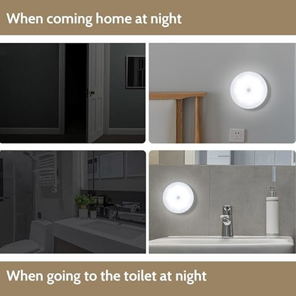 2-pack LED-nattlampor med rörelsesensor, USB-laddning smart li