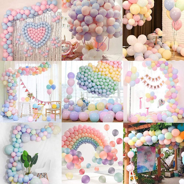 Ballonger för födelsedag, heliumballonger, bröllopsballonger, 100 st ballonger i pastellfärger